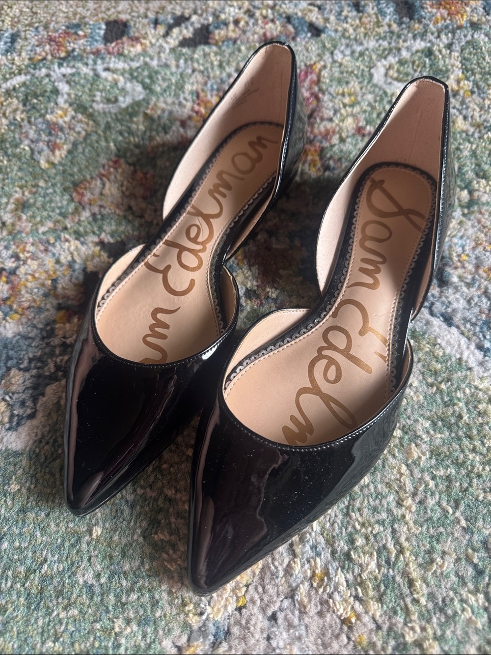 SAM EDELMAN  BLACK FLAT DRESSY PATENT LEATHER SHOES IN WOMENS SZ 7 1/2…LIKE NEW!